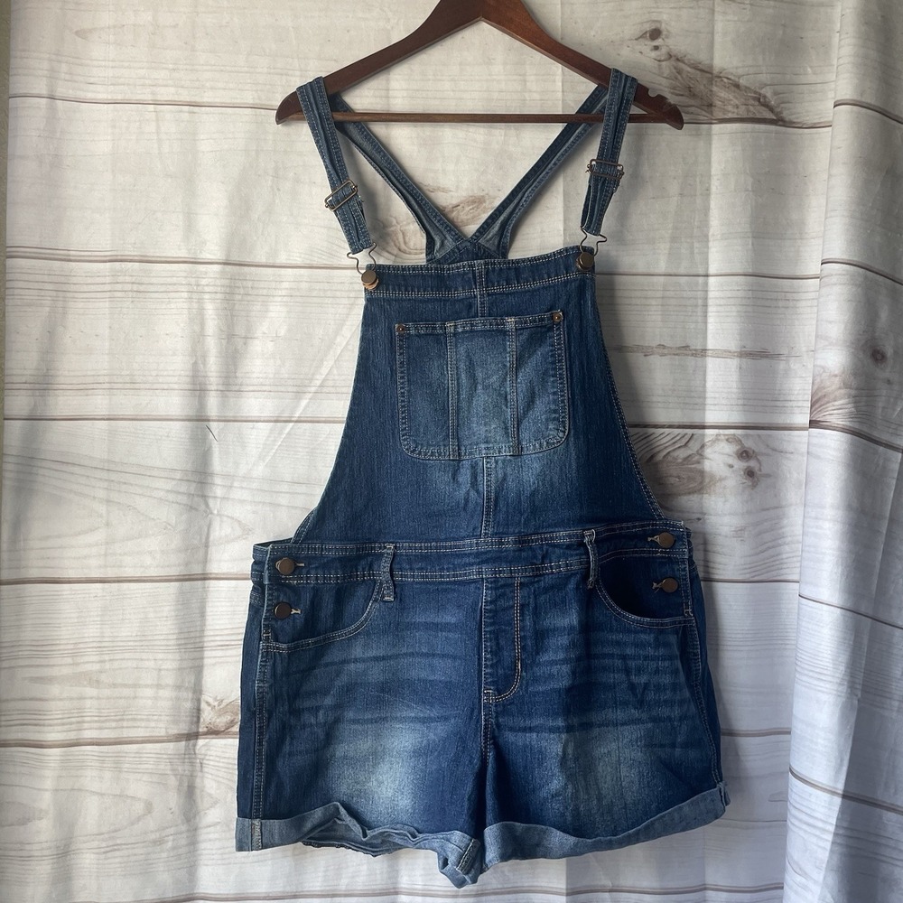 No Boundaries Blue Jeans Denim Overalls Women's Size 2XL XXL (19)